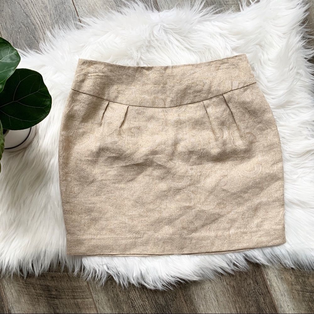 Michael Kors Cream and Gold Linen Skirt Size 4
